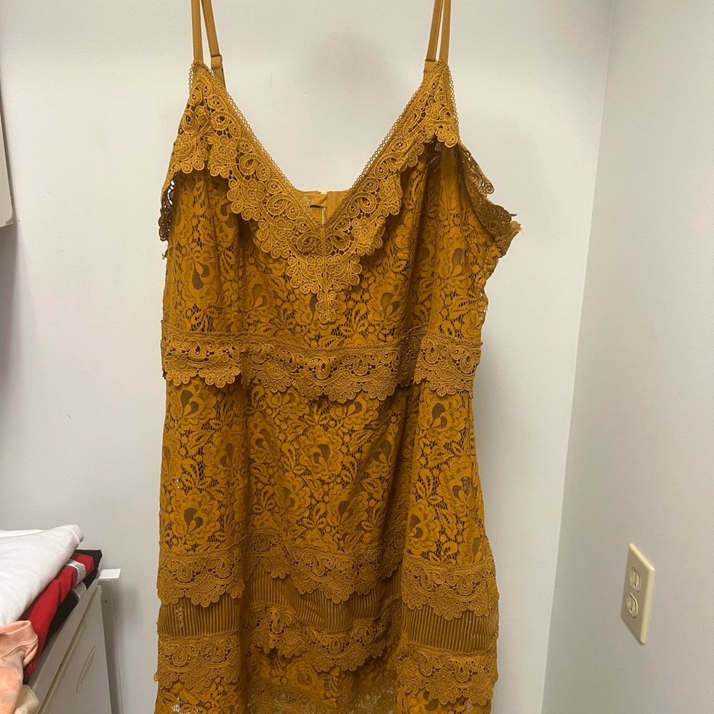 City Chic Yellow Simmer lace dress